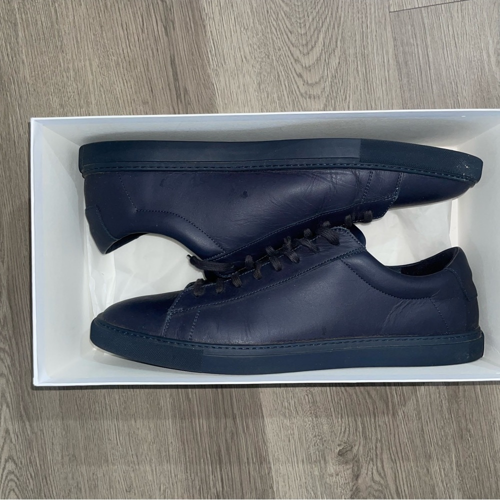 Navy Blue Oliver Cabell Leather Sneakers Low-Top Design